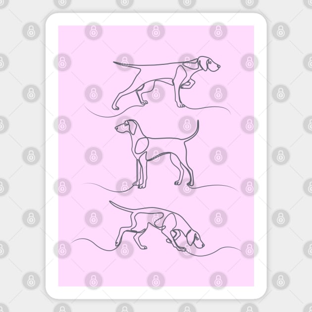 Continuous Line Weimaraners (Lilac Background) Magnet by illucalliart